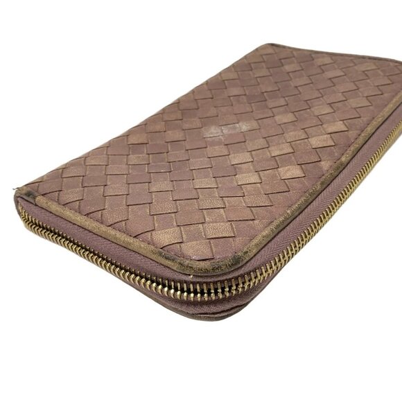 Auth BOTTEGA VENETA Zip Around Wallet, Intrecciato 114076 Light Purple Leather - Picture 9 of 13
